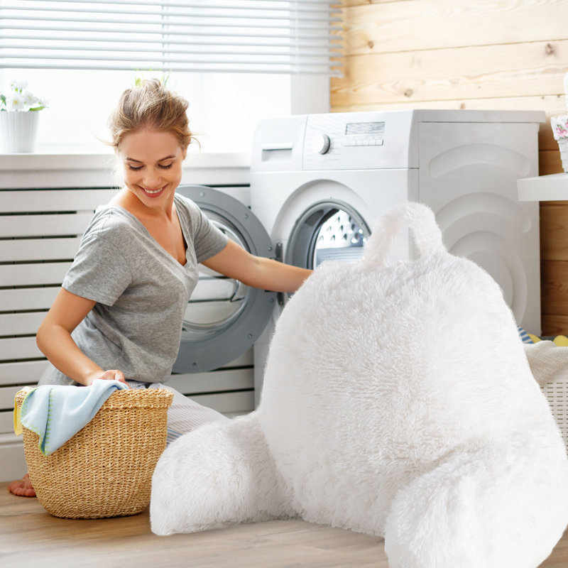 Housse et insert de coussin en fausse fourrure , Blanc