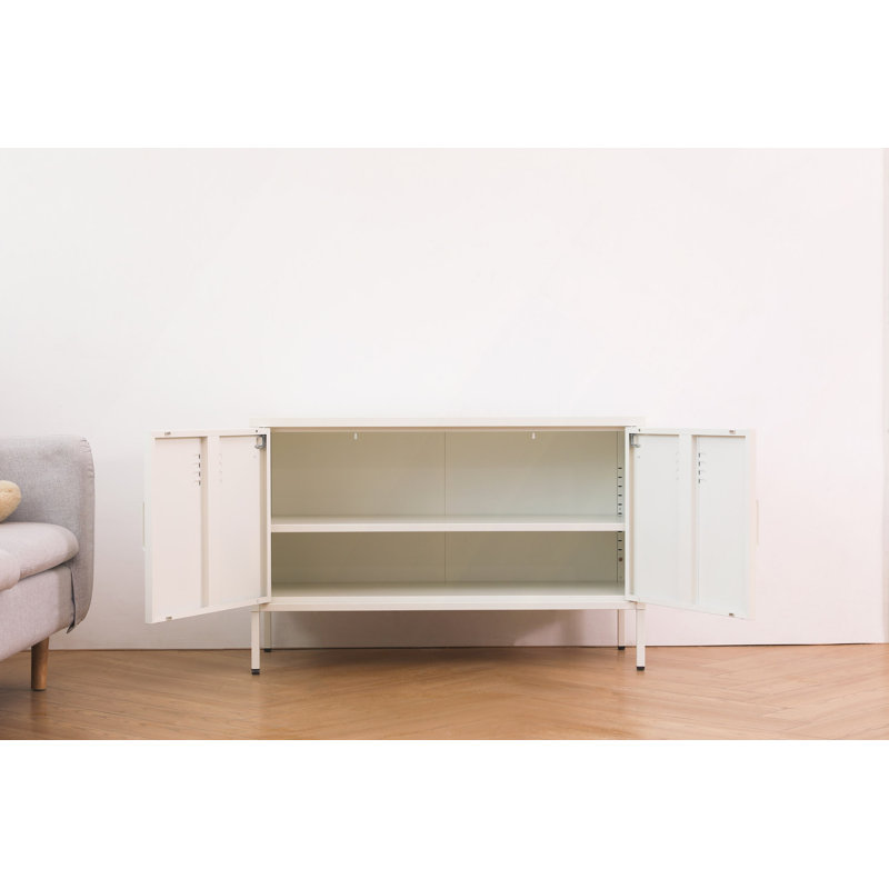 A multi-functional metal storage cabinet, White