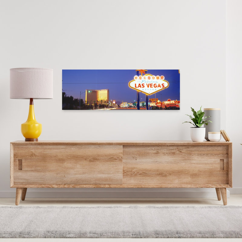 Las Vegas Sign Las Vegas Nevada USA 1 Piece Wrapped Canvas Panoramic Wall Art, 30.48 cm H x 91.44 cm W