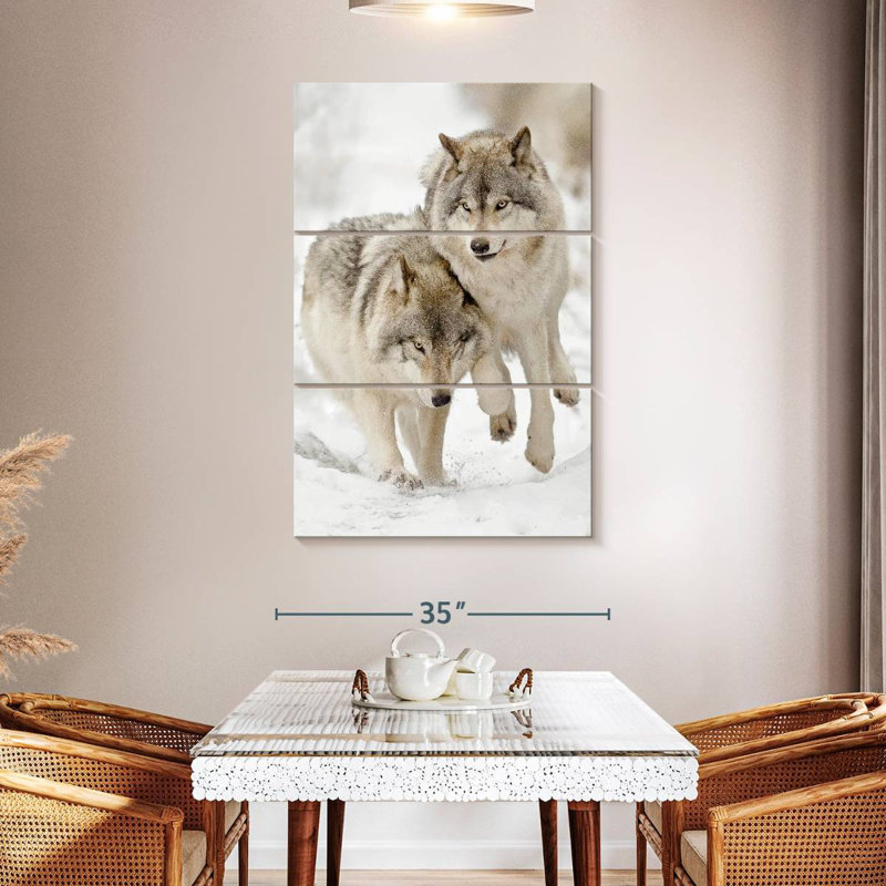 Brampt Playful Gray Wolves, 50" H x 32" W