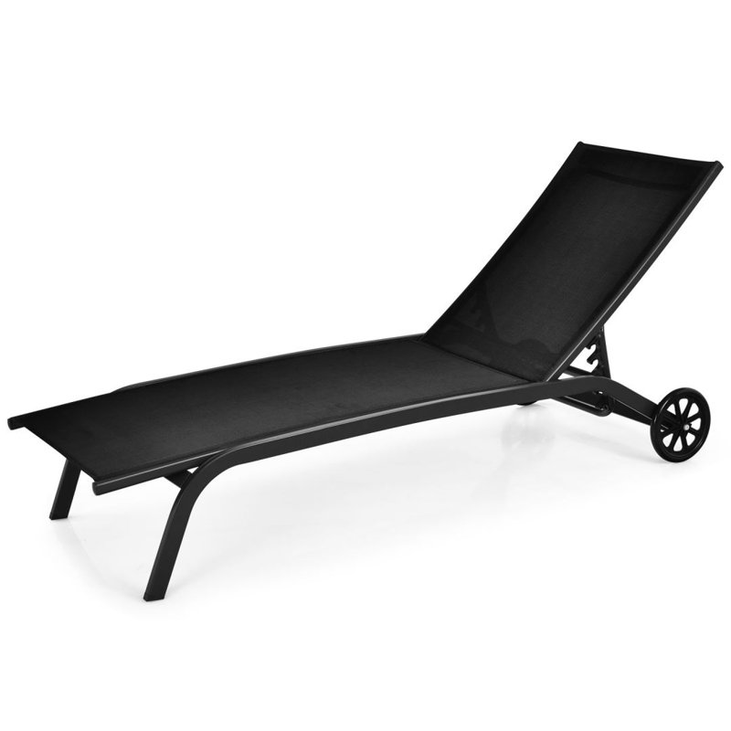 Lasonja Long Reclining Single Chaise, Black
