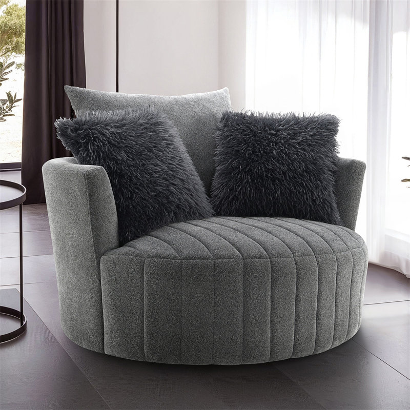 Chaise ronde touffetée et pivotante, Gris foncé