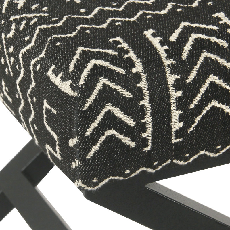 Priscilla Upholstered Ottoman, Geometric Eclectic Black/White