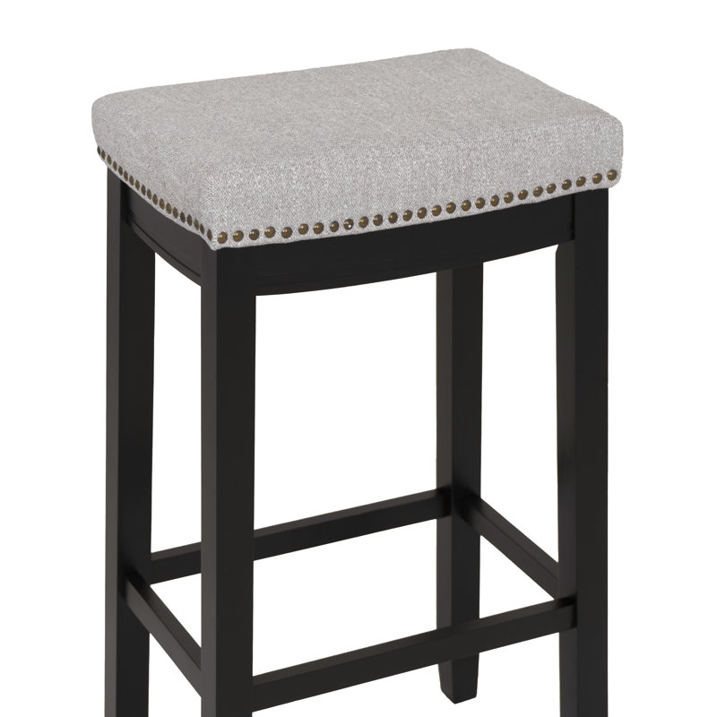Tabouret en bois massif avec siège rembourré Bartonville, Tabouret de bar (siège d'une hauteur de 32,25 po)