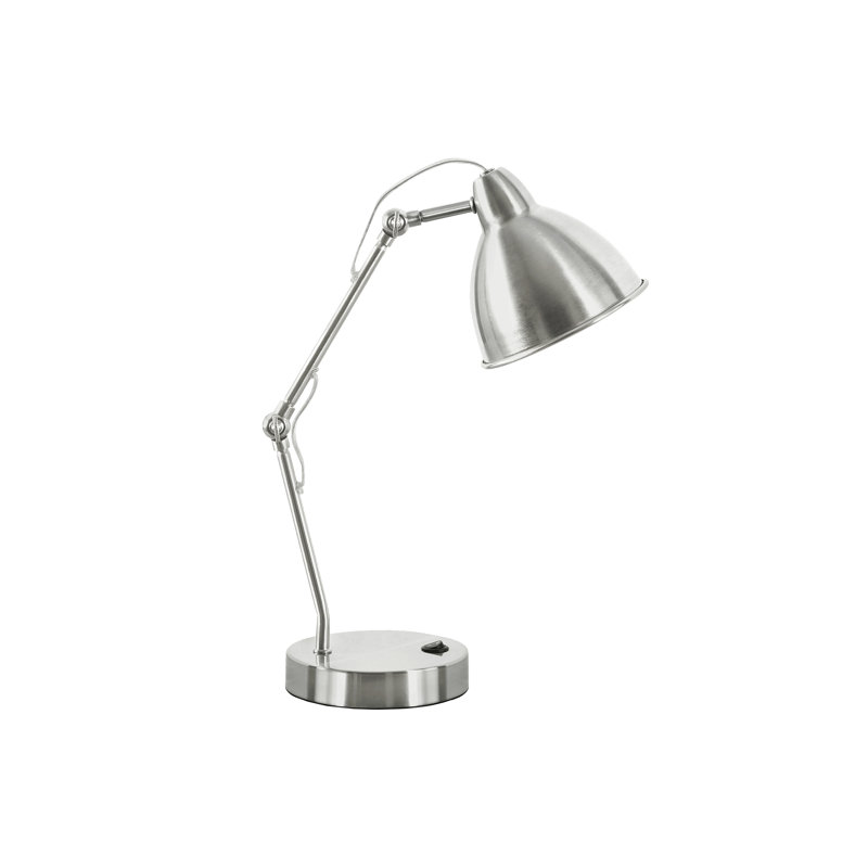 Éclairage, H 17 po, lampe de table, port USB inclus, nickel métallique, abat-jour nickel, moderne
