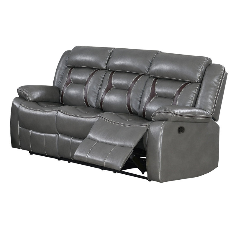 Albarn 80'' Faux Leather Reclining Sofa, Gray