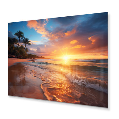 Photo de plage, coucher de soleil, sérénade X III - reproduction d'art sur métal sans cadre
