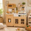 Ensemble de cuisine de jeu Teamson Kids Little Chef Chypre en bois avec 14 accessoires, dosseret en faux marbre et accents dorés