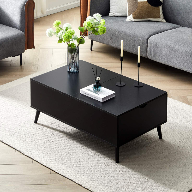 Lift Top Coffee Table with Storage, Black