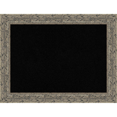 Attic Aged Silver Wood Framed Corkboard, Black Cork Bulletin Board, Organization Board, Pin Board