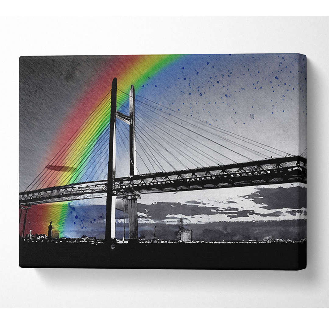 NYC Regenbogenbrücke Schwarz und Weiß - Leinwanddrucke mit Wrapping