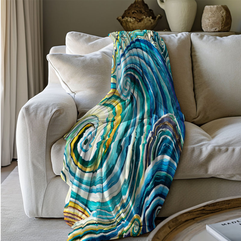 «Paint Waves» - jeté en sherpa de qualité supérieure 1 pièce, L 60 po x L 80 po