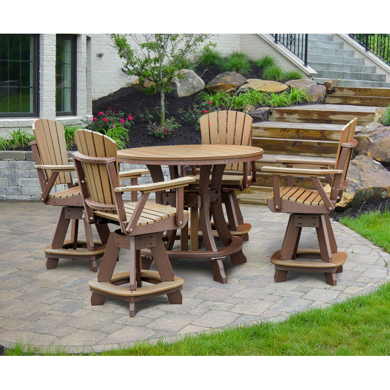 Round 4 - Person 44'' Counter Height Dining Set, Cedar, Tudor Brown