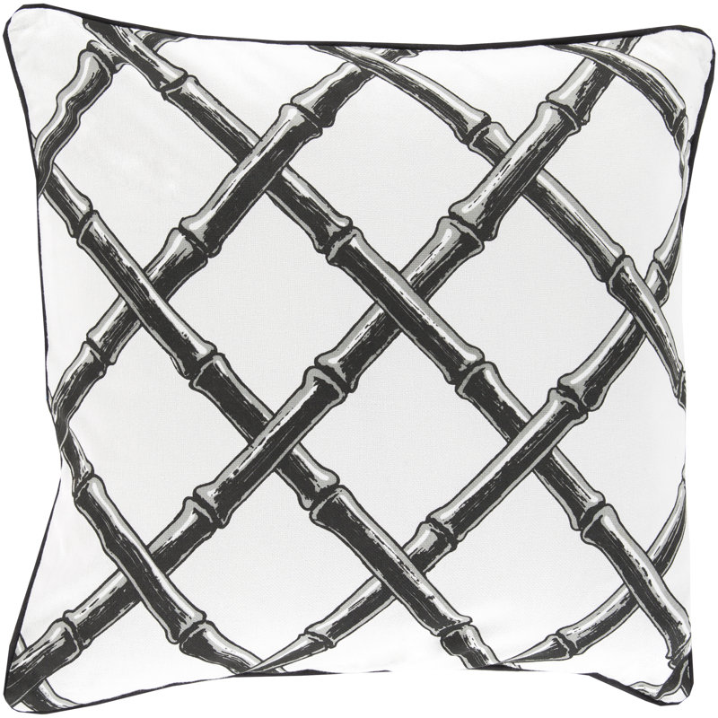 Geometric 100% Cotton Throw Pillow, Charcoal, Down