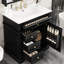 Meuble-lavabo noir de 30 po, lavabo en céramique, tiroir basculant, trois tiroirs, tablette de porte, configuration de rangement bien pensée, meuble-lavabo de 30 po avec finition, une et une tablette Essentials