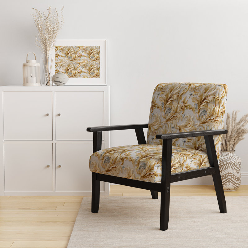 Fauteuil d'appoint doré et blanc en damas doré et velours Reverie