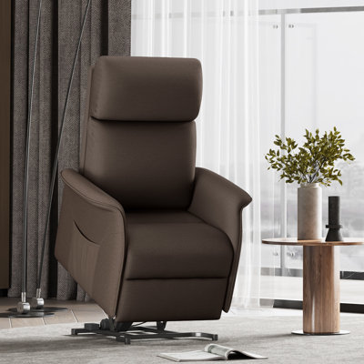 Petite Power Lift Recliner with Heat and Massage – Infinite Position Lift Chair for Seniors in Soft Fabric with Side Pocket Storage