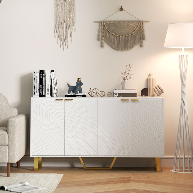 Buffet avec tablettes réglables, armoire moderne, blanc