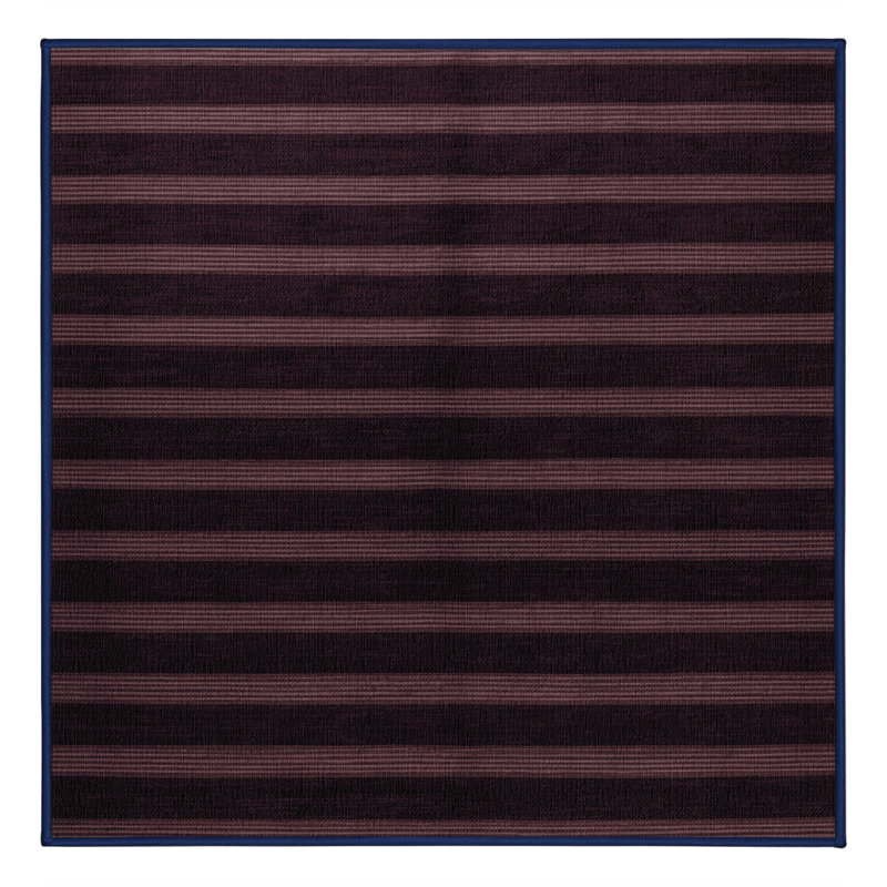 Machine Washable Horizontal Stripes Black Area Rug, Square 3'