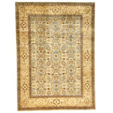 Hand Knotted Wool Oriental Area Rug in Light Blue And Cream
