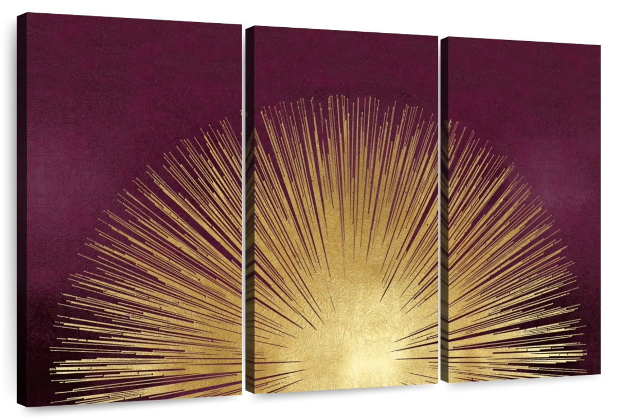 Wade Logan® Avery Sunburst Rising On Burgundy | Wayfair
