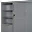 Grand lit escamotable mural gris avec garde-robe, tiroirs et tablettes-64648693