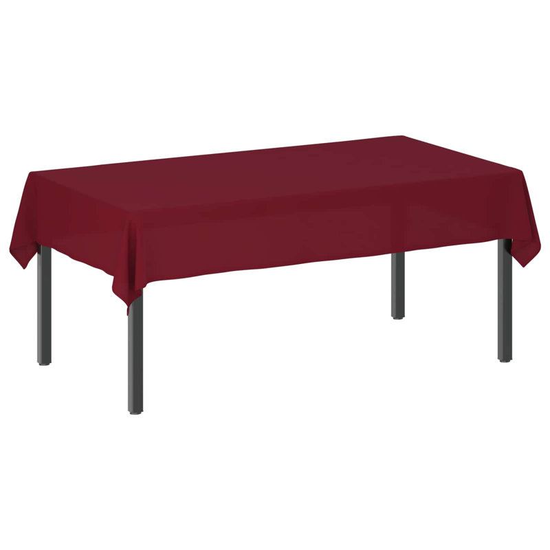  Table Cloth Plain Polyester Cover Fabric Tablecloth Kitchen Dining for, 180 cm L, Wine Red