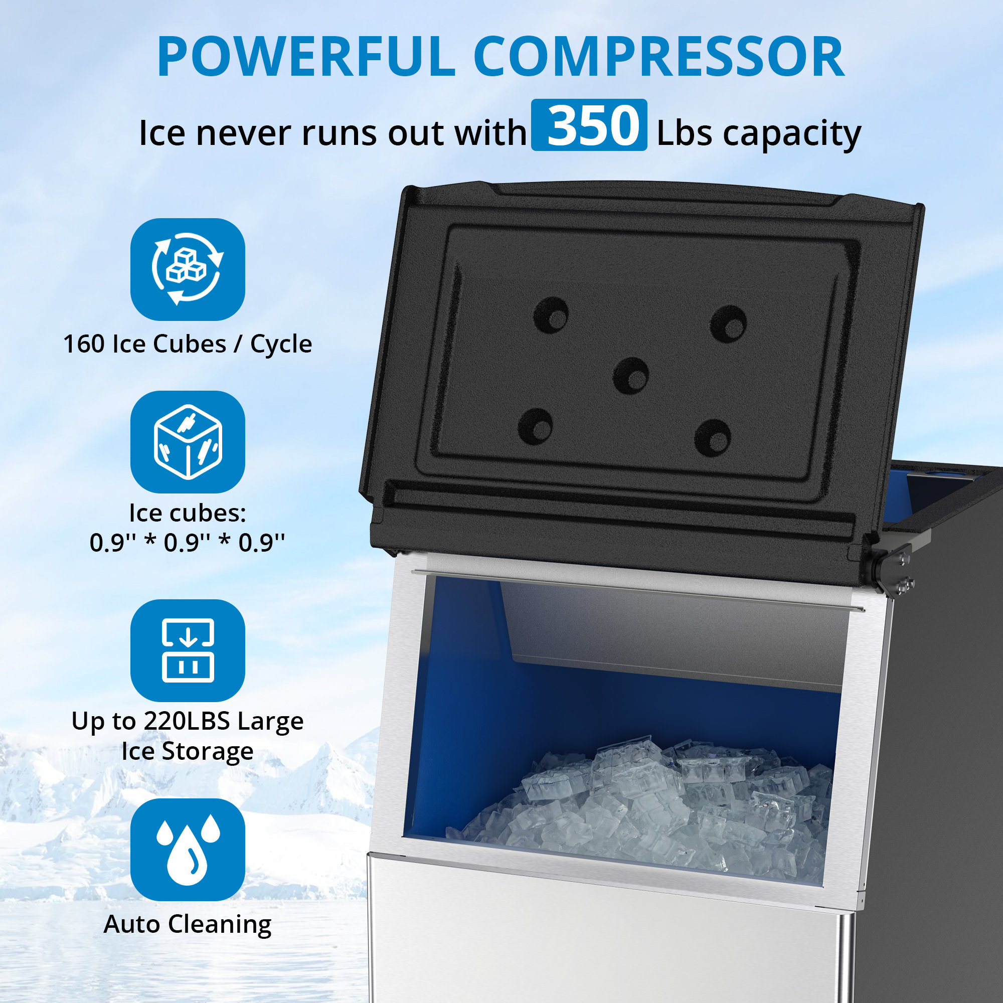 Stainless steel ice machine