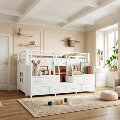 Twin Low Loft Bed with Multi-storage Spaces, Non-woven fabric Drawers, Shelves, Metal Loft Bed with Lights and Independent Spaces under Bed, No Box Spring Needed