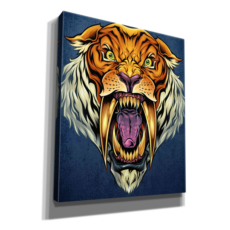 Daylen " Sabertooth Tiger Mascot ", 24" H x 20" W x 0.75" D