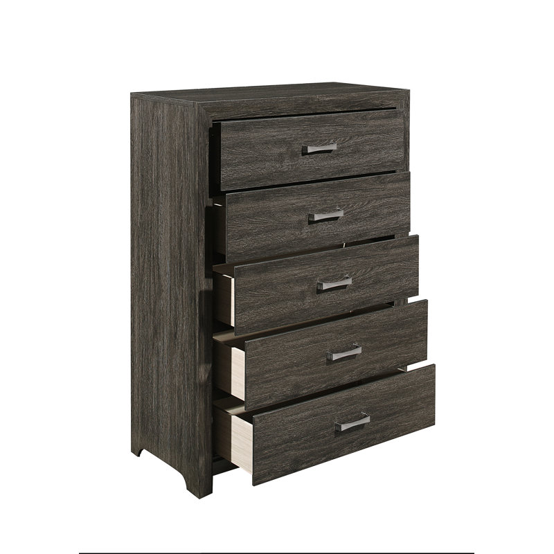 Edina 35.5'' W 5 - Drawer Dresser, Dark gray