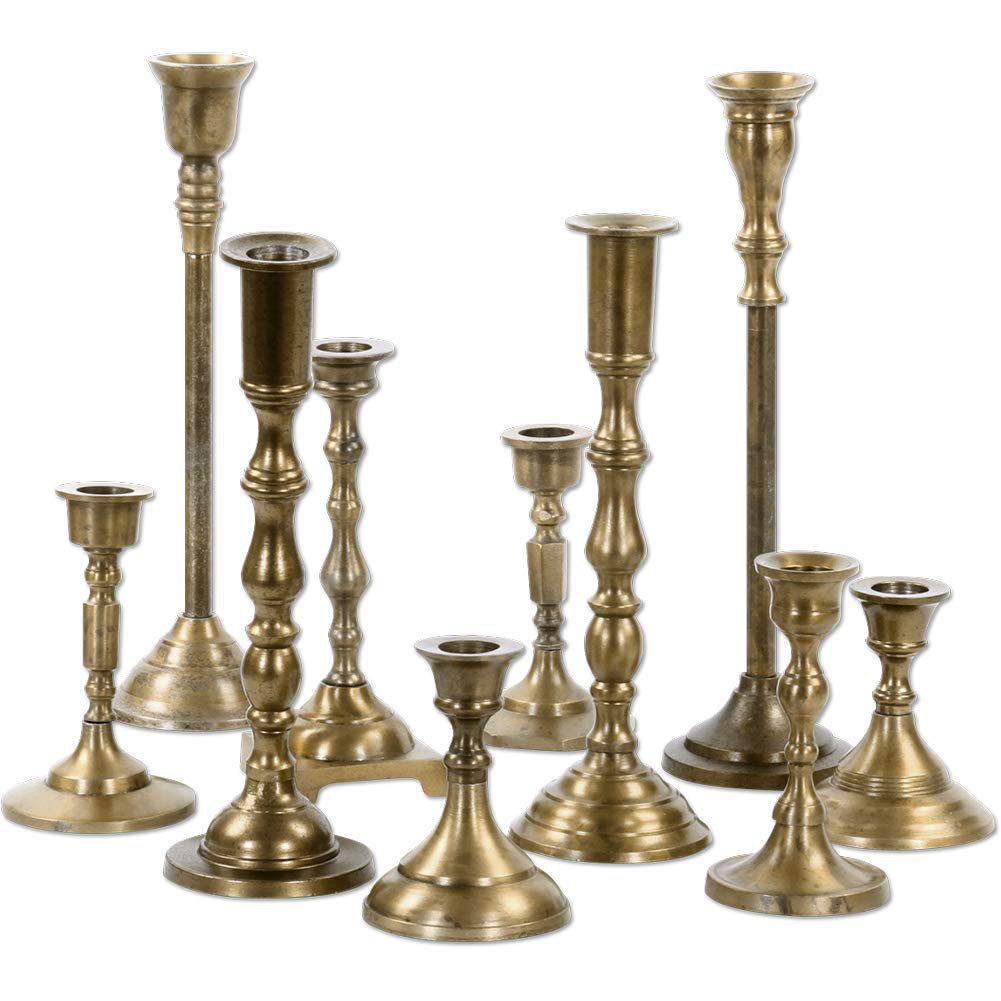 Mixed Taper 10 Piece Metal Candlestick Set