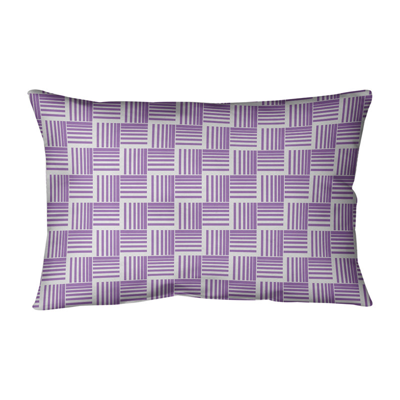 Coussin lombaire à rayures classiques Baskettressées, Duvet/plume, H 14 po x l 20 po, Violet/blanc