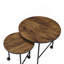 Ensemble de 2 tables gigognes avec roulettes, chêne rétro