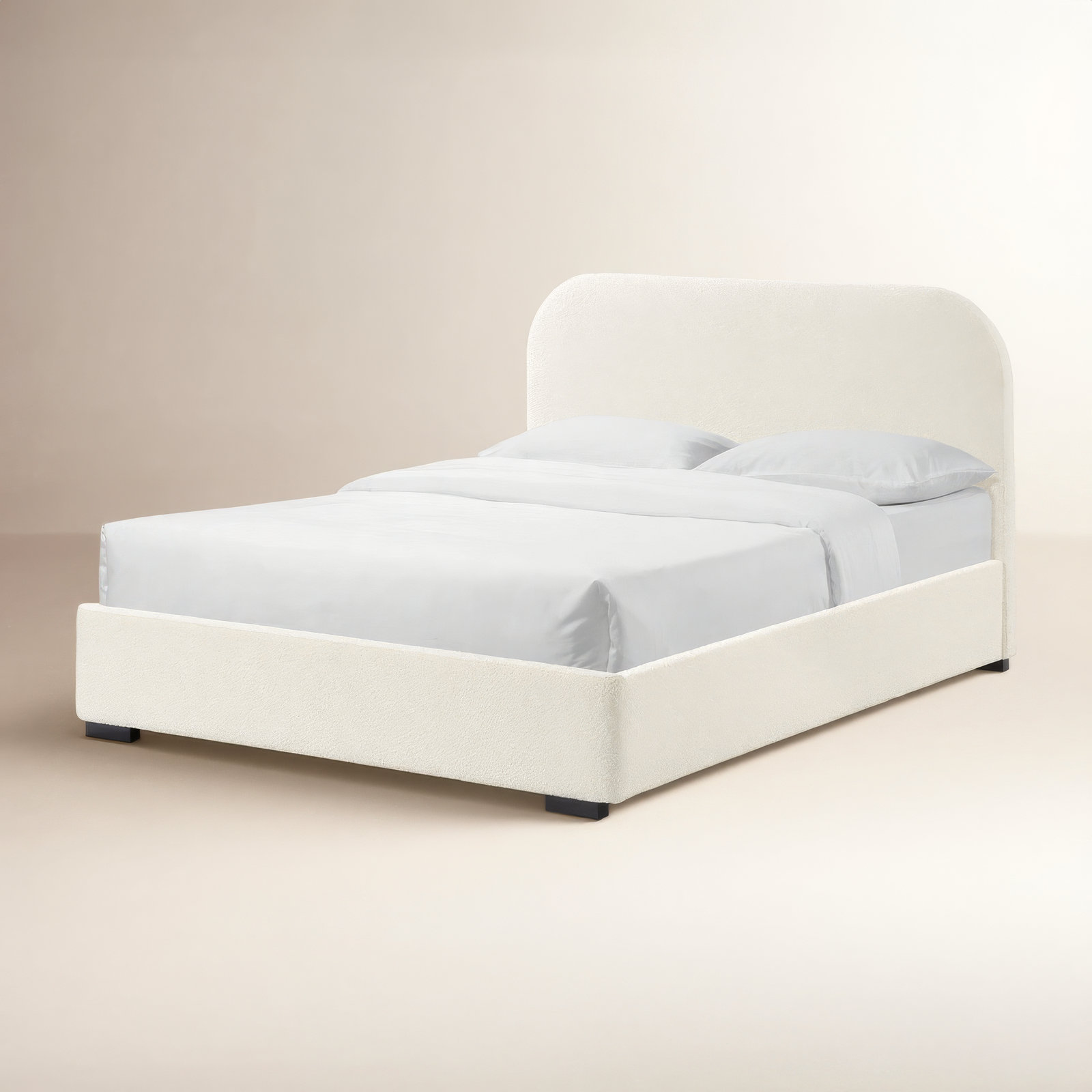 Reigen Platform Bed, Queen, White Boucle