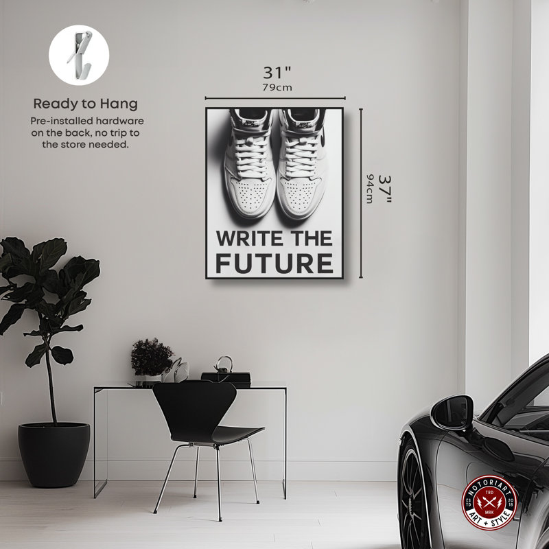 «Writer le futur» par Notoriart, H 37 po x l 31 po, Cadre noir