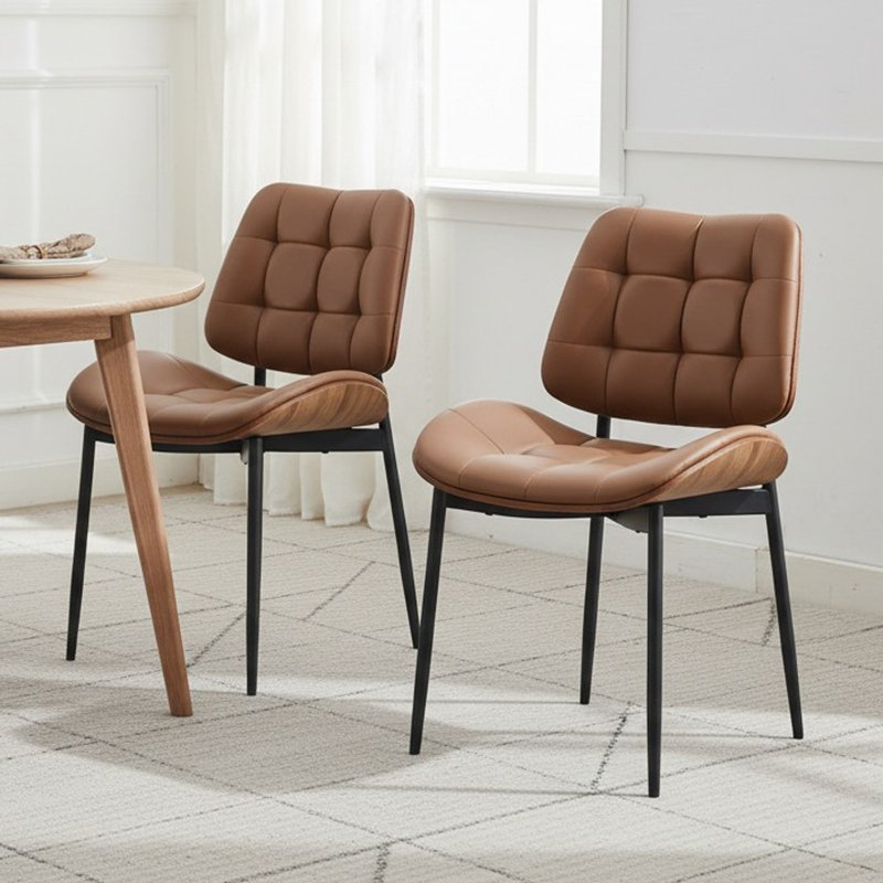 Chaise d'appoint rembourrée Modern, Brun, 2