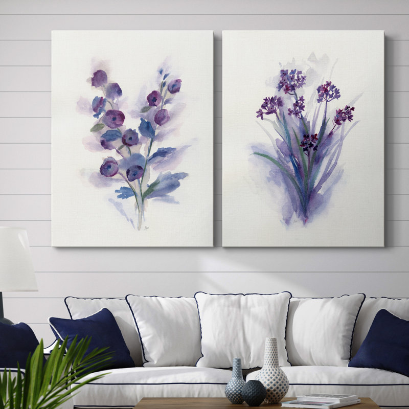 «Pretty in Purple I», ensemble de 2 reproductions d'art, H 12 po x l 16 po x P 1 po, Toile tendue, Pas de tapis