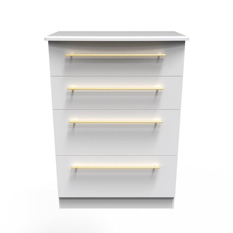 Fully Assembled Madeenah 4 - Drawer Chest of Drawers, White Ash