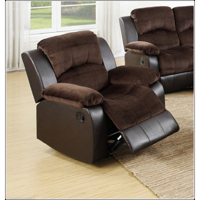 Luxurious Padded Suede Motion Recliner Chair with Gliding and Rocking, Perfect for Relaxation and Modern Living.