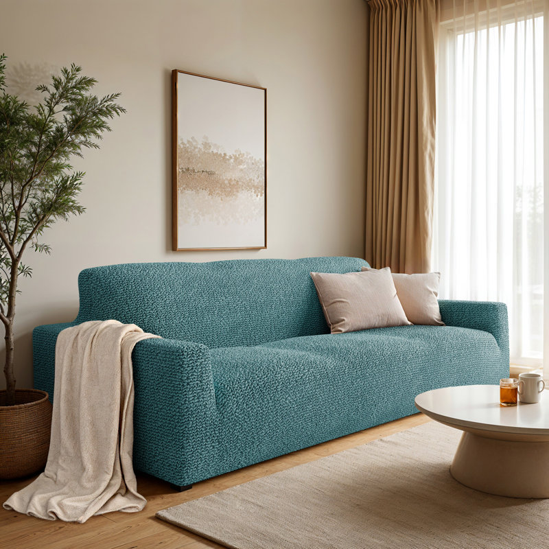 Stretch Pet Friendly Sofa Slipcover - Washable Couch Slip Cover Furniture Protector, 35" H x 85" W x 40" D, Teal 