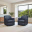 Fauteuil demi-tonneau pivotant en cuir véritable Fazio-1892877306