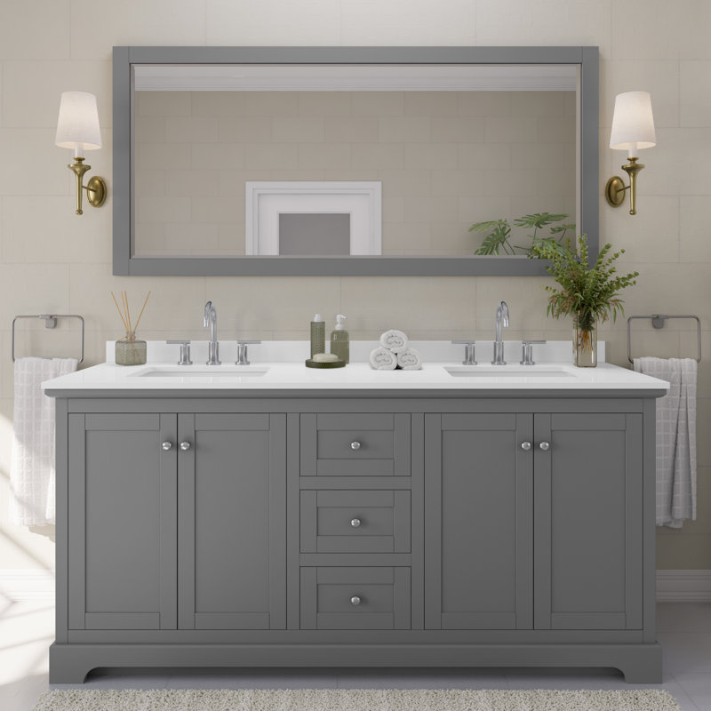 Avery Double Bathroom Vanity with Quartz Top, Matte Black, Dark Gray 1, Giotto Quartz 