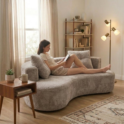 Modern Curved Boneless Sofa, 80" Comfy Cloud Couch for Living Room, Luxury Plush Boucle Sofa Couches for Apartment & Reception Spaces