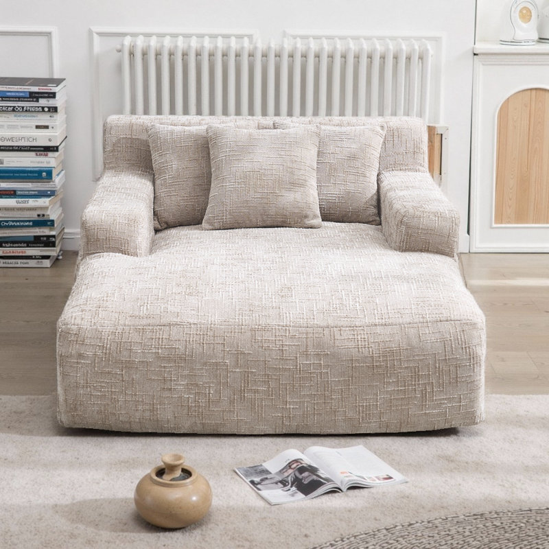 Canapé-lit Chenille Lazy avec 3 oreillers, Kaki