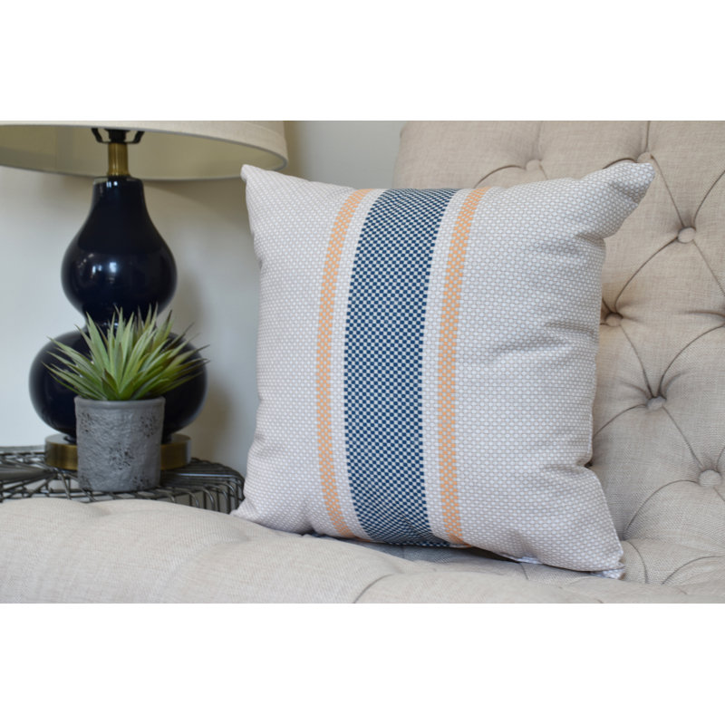 Farmers Market Striped Reversible Throw Pillow, Navy Blue, 18" x 18"