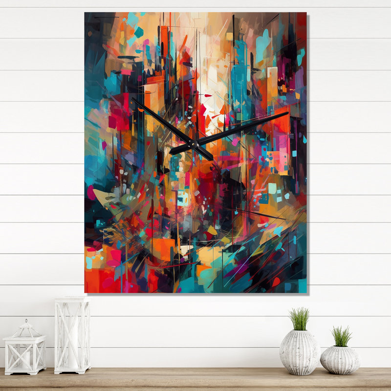 Jamillia - Horloge murale géométrique moderne, H 32 po x l 16 po x P 1 po