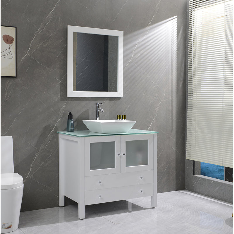 Ensemble de meuble-lavabo simple 36 po Cayse, Blanc