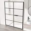 Meridian 60-in W x 74-in H Hinged Shower Door in Matte Black and Clear Grid Glass