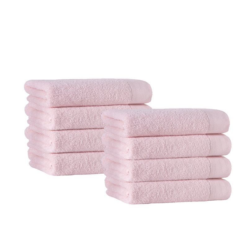 Ensemble de 8 serviettes en coton Marcial, Rose